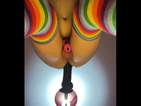 Sissy boy Raine in chastity railed by BBC dildo with fuck machine