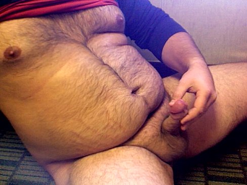 Fat hairy guy masturbating and fingering asshole