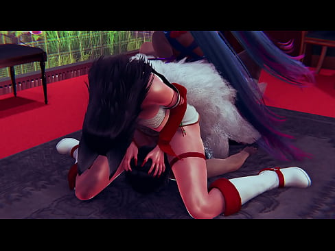 Sona and KDA Ahri 3d porn cunnilingus until orgasm and fuck with facesitting pose rule 34