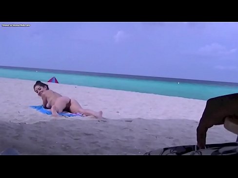 Latina Hotwife Alison Teasing random men at a nudist beach while hubby films