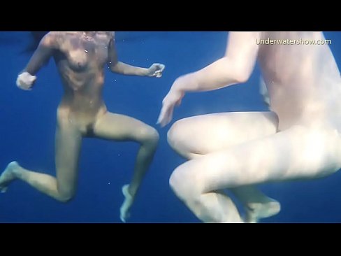 Hot teens naked on Tenerife swimming peacefully
