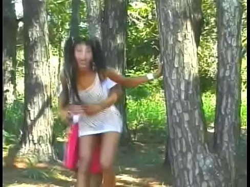 Slutty brazilian trannt sucks dude's  cock then gets her asshole fucked at the forest