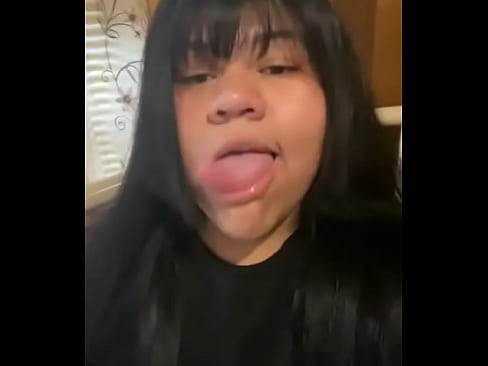Cute Latin Chick Shows Her Tongue