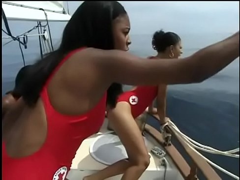 Black young lifeguard Treasurye gently fucked on a yacht at sea