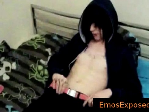 Teenage gay emo wanking his dick on bed gays