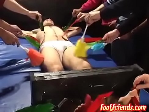 Bound amateur tickle tormented in group