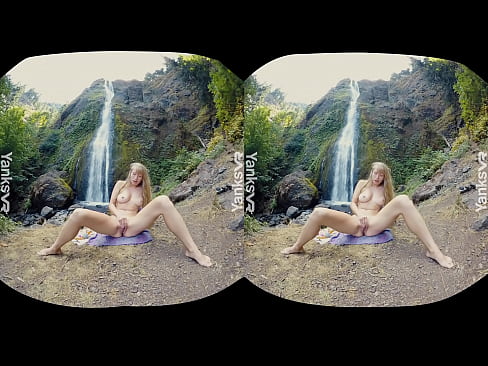 Amateur blonde beauty from Yanks Verronica masturbating her delicious pussy outdoors in this hot 3D VR video