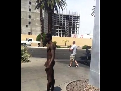 Crazy man naked on the street