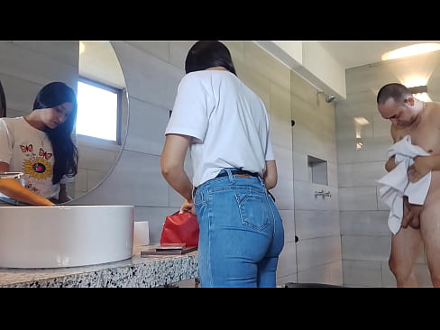 fucking doggy style in the bathroom, beautiful perfect butt of this beautiful latina that I took to the hotel