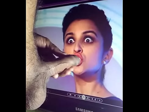 Bollywood actress Parineeti chopra sucking real dick, created using a tv and real dick very horny and seductive.