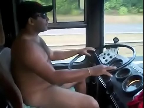 Brazilian guy driving a bus naked