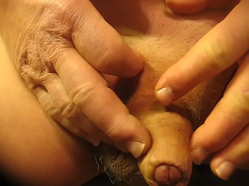 Grandpa Hottang69 #094 mature 75 year old Grandpa wanking his small shaved uncut cock using his foreskin to play closeup no cum