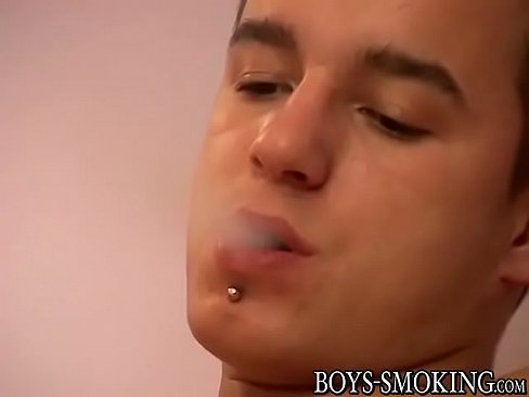 Chain smoking gay jerking off uncut cock
