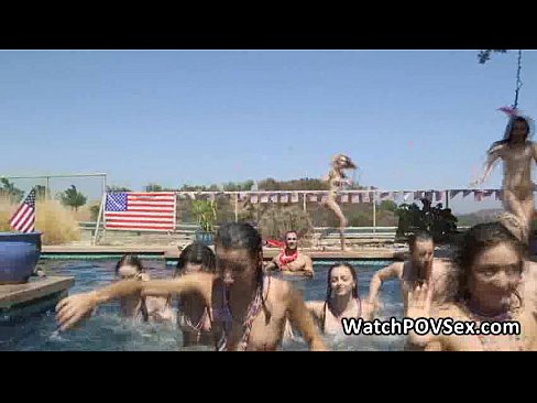 Pool party ends with a blowjob