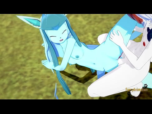 Pokemon Hentai Furry - Glaceon jerkoff & Penetrated by Cinderace