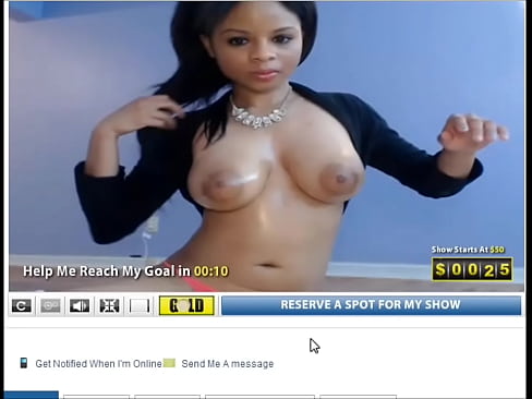 Ebony teen shows big tits on webcam