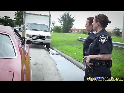 Black guy by cops into threesome outdoors