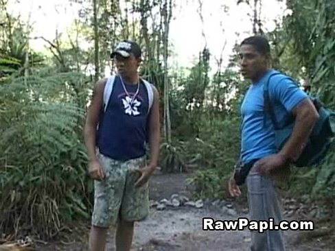 Latin papi started wanking his dick in the woods