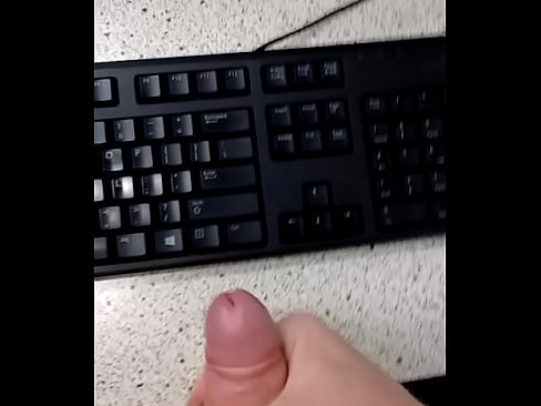 Cum all over desk behind girl in computer lab