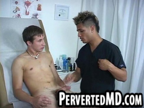This hot stud patient is jerkied off by the stud doctor