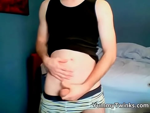 Twink Aaron jerking his cock off gay boys