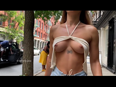 tits out on the side-walk