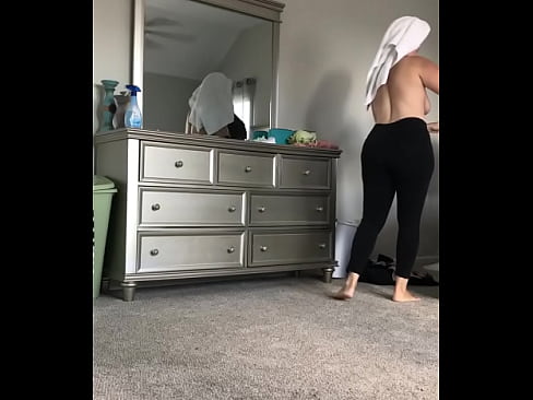 Homemade sexy wife dressing after shower with big ass and tits