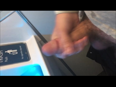 Stroking in an airplane bathroom