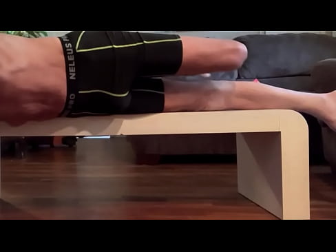 Bike Shorts Underwear Butt and Bulge Stretching on Table with Sound