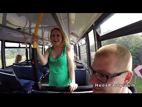 Two sexy amateur partying in the bus while moving