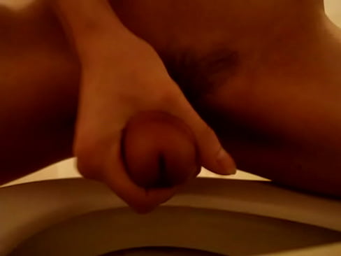 Another toilet wank and cumshot