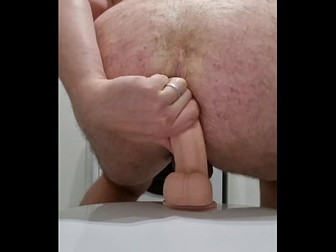 hairy gay ass squizing fake dick in