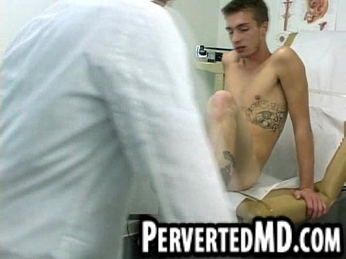 This sexy hunk is jerked off by the stud doctor