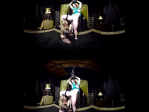 Lesbian slut Tied up and gets her pussy teases with sextoys in VR!