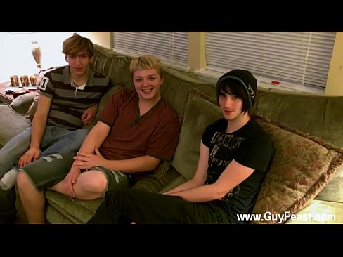 Gay movie Aron, Kyle and James are d out on the couch and