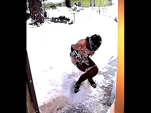 Blindfolded Tranny in the Snow