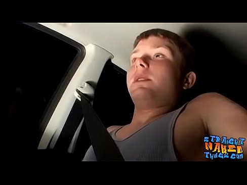 Twink cums while jerking off in the car