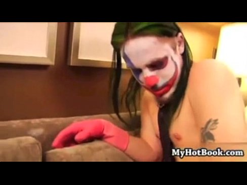 Hot tattooed girl gagged and fucked by rockstar clown
