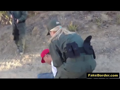 Border agent fucks two stunning babes outdoors