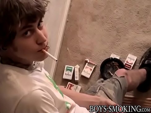 Twink smoker cums in an ash tray