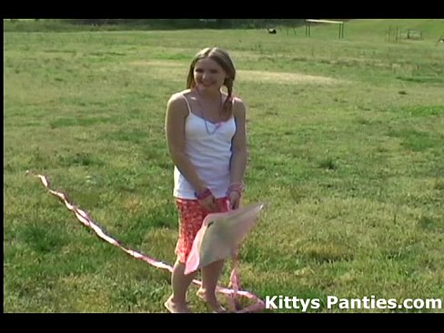 Cute 18yo teen Kitty flying a kite