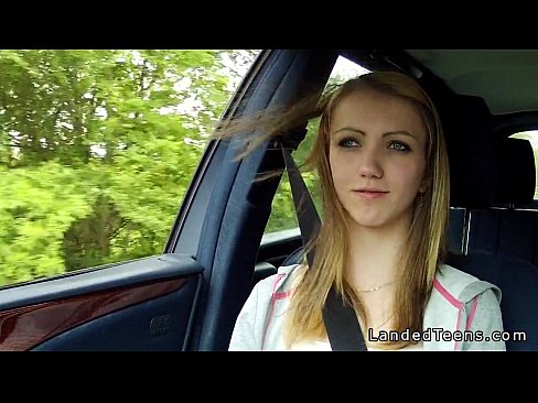 Stranded blonde teen fucking in car pov