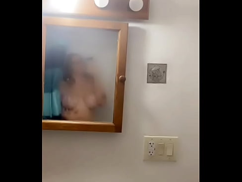 Playing with boobs in mirror cuz theyre so big