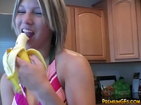 Cute Teen girl playing with fruit