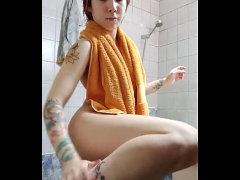 Petite yukaneko putting cream on tattoos and soft pussy