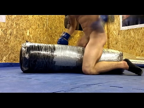 Sexy wrestler gets excited during training and jerks off his big dick