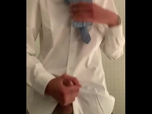 Twink masturbating in shirt and blue tie