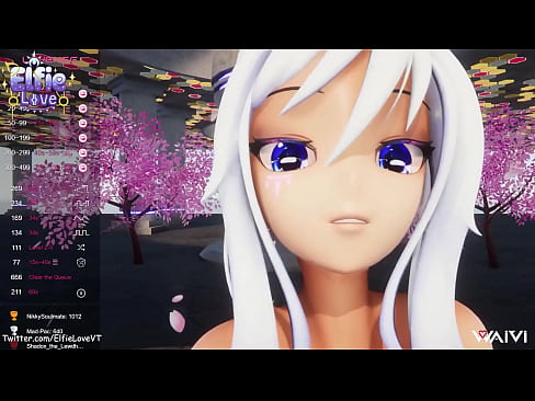 Viewers play with Hentai Vtuber Elfie Love at her stream and control her toys trying to make her squirt in closeup like a waterfall