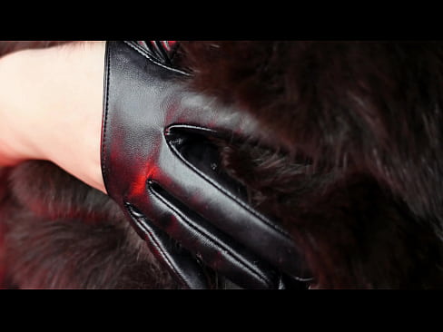 ASMR video of beauty Arya Grander in black gloves sexual sounding and close up