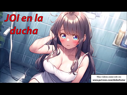 Instrucciones para masturbarse en la ducha con una novia hentai.